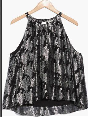 *NWT* Women's XL Joie halter top black & silver